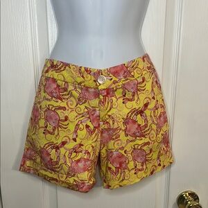 Kaeli Smith Yellow and Pink Bermuda Shorts Vibrant Pattern